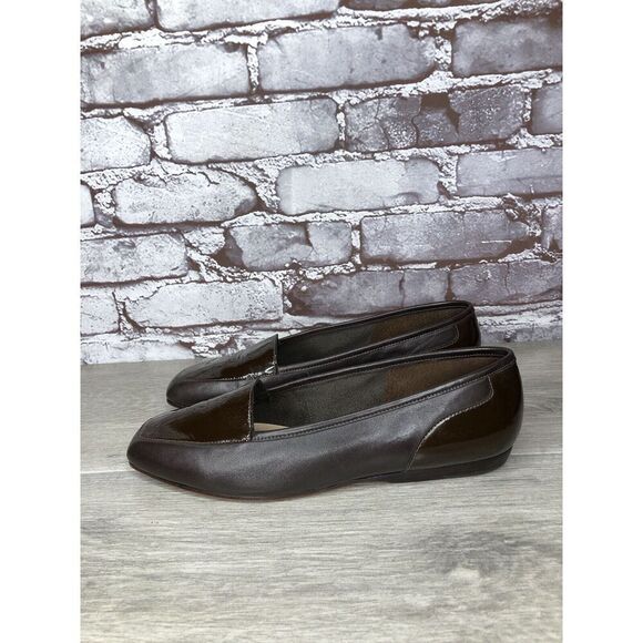 ENZO ANGIOLINI LIBERTY Brown Leather Patent Square Toe Loafer Shoes Women 8M US - Picture 1 of 16